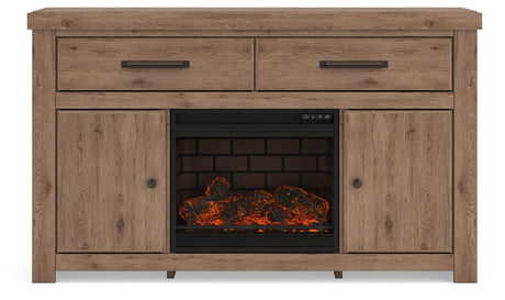 Garistyn Brown 62" TV Stand with Electric Fireplace by Ashley at Eve Furniture