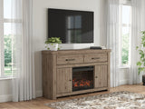 Garistyn Brown 62" TV Stand with Electric Fireplace by Ashley at Eve Furniture