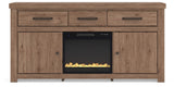 Garistyn Brown 73" TV Stand with Electric Fireplace by Ashley at Eve Furniture