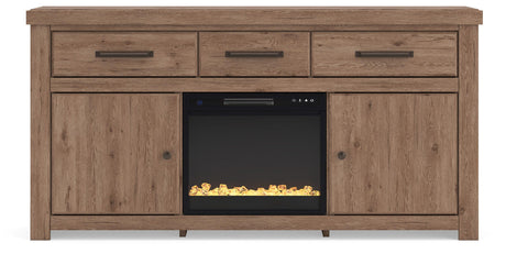 Garistyn Brown 73" TV Stand with Electric Fireplace by Ashley at Eve Furniture