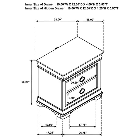 Garland Brown Cherry 3-drawer Nightstand Bedside Table by Coaster at Eve Furniture