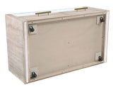 Garland Castered Glass Top Coffee Table, Washed Parchment Finish by Steve Silver at Eve Furniture