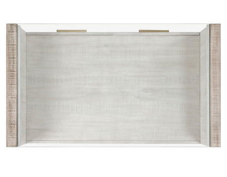 Garland Castered Glass Top Coffee Table, Washed Parchment Finish by Steve Silver at Eve Furniture