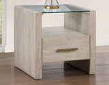 Garland Glass Top 3-Piece Table Set, Washed Parchment Finish by Steve Silver at Eve Furniture