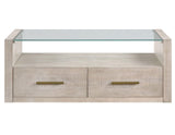 Garland Glass Top 3-Piece Table Set, Washed Parchment Finish by Steve Silver at Eve Furniture