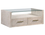 Garland Glass Top 3-Piece Table Set, Washed Parchment Finish by Steve Silver at Eve Furniture
