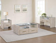 Garland Glass Top 3-Piece Table Set, Washed Parchment Finish by Steve Silver at Eve Furniture
