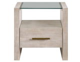 Garland Glass Top End Table, Washed Parchment Finish by Steve Silver at Eve Furniture