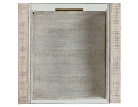 Garland Glass Top End Table, Washed Parchment Finish by Steve Silver at Eve Furniture