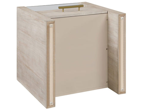 Garland Glass Top End Table, Washed Parchment Finish by Steve Silver at Eve Furniture