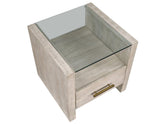 Garland Glass Top End Table, Washed Parchment Finish by Steve Silver at Eve Furniture