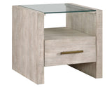 Garland Glass Top End Table, Washed Parchment Finish by Steve Silver at Eve Furniture