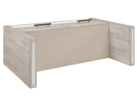 Garland Glass Top Sofa Table, Washed Parchment Finish by Steve Silver at Eve Furniture