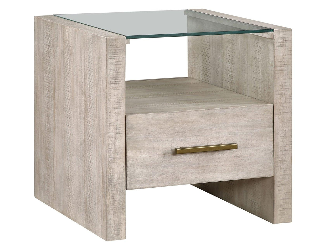 Garland Glass Top 3-Piece Table Set, Washed Parchment Finish by Steve Silver at Eve Furniture