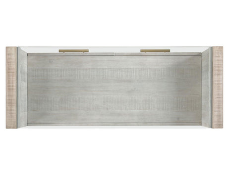 Garland Glass Top Sofa Table, Washed Parchment Finish by Steve Silver at Eve Furniture