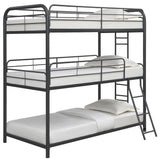 Garner Gunmetal Triple Bunk Bed with Ladder