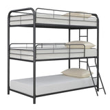 Garner Gunmetal Triple Bunk Bed with Ladder