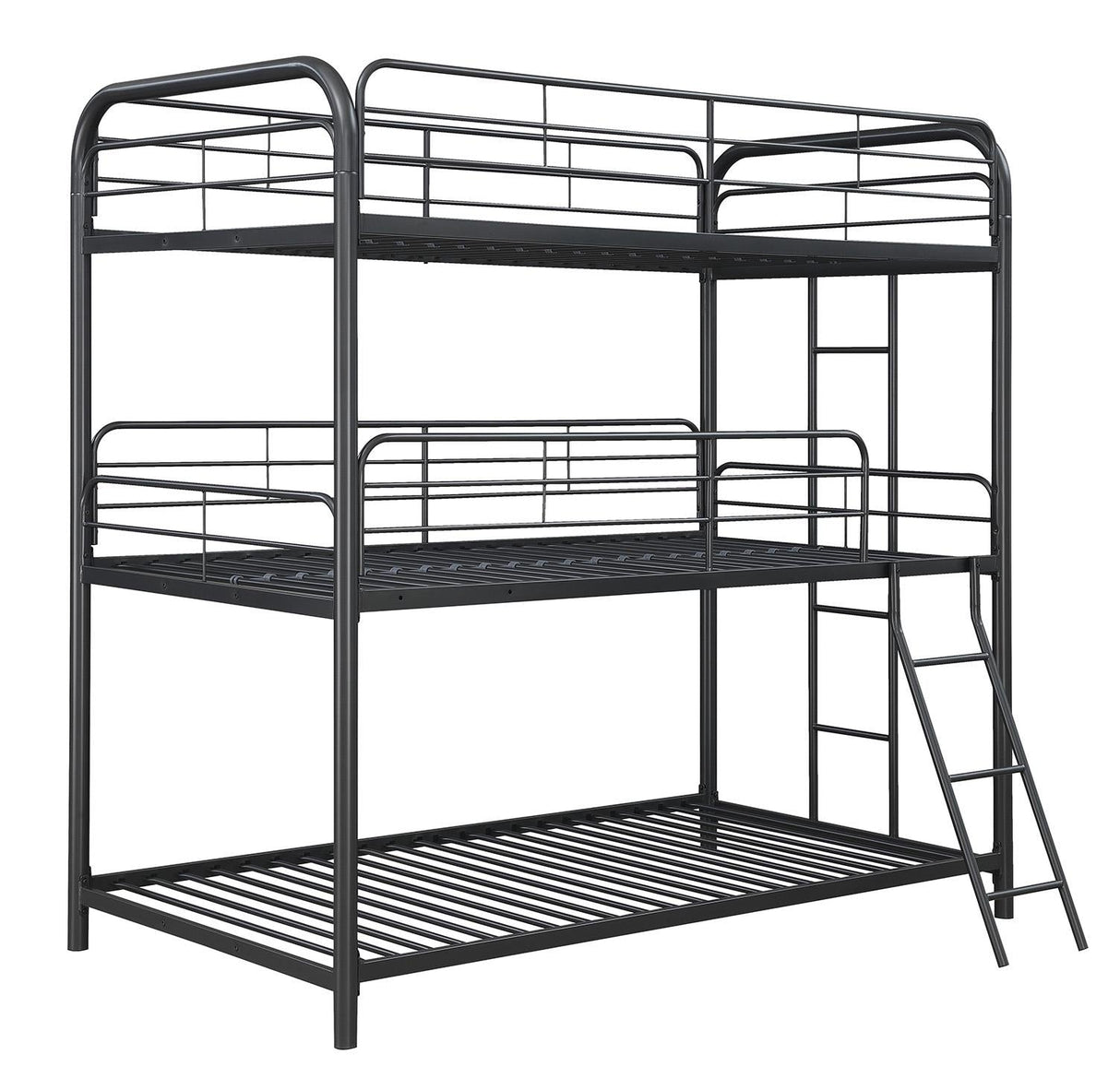 Garner Gunmetal Triple Bunk Bed with Ladder