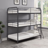 Garner Gunmetal Triple Bunk Bed with Ladder