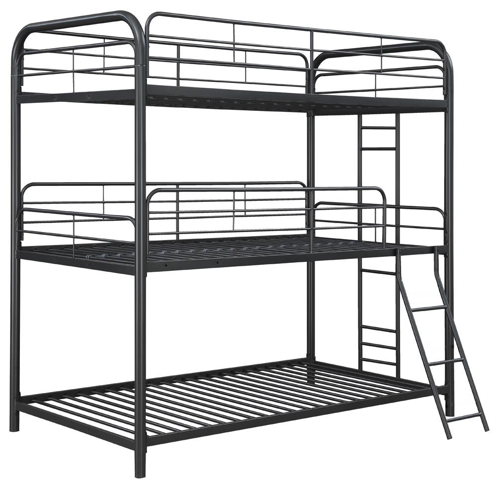 Garner Gunmetal Triple Bunk Bed with Ladder