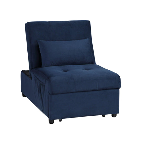 Garrell Blue Velvet Lift Top Storage Bench with Pull-out Bed by Homelegance at Eve Furniture