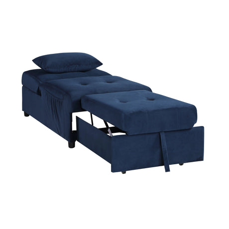 Garrell Blue Velvet Lift Top Storage Bench with Pull-out Bed by Homelegance at Eve Furniture