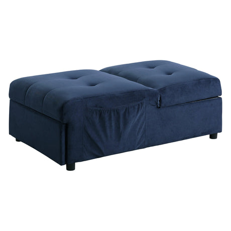 Garrell Blue Velvet Lift Top Storage Bench with Pull-out Bed by Homelegance at Eve Furniture