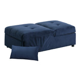 Garrell Blue Velvet Lift Top Storage Bench with Pull-out Bed by Homelegance at Eve Furniture