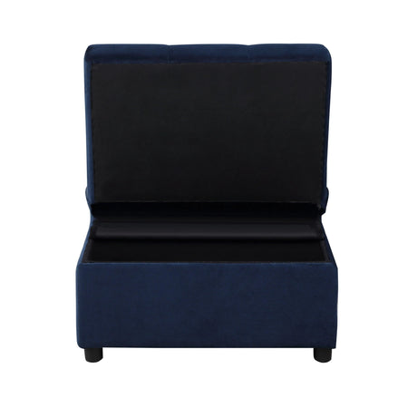 Garrell Blue Velvet Lift Top Storage Bench with Pull-out Bed by Homelegance at Eve Furniture
