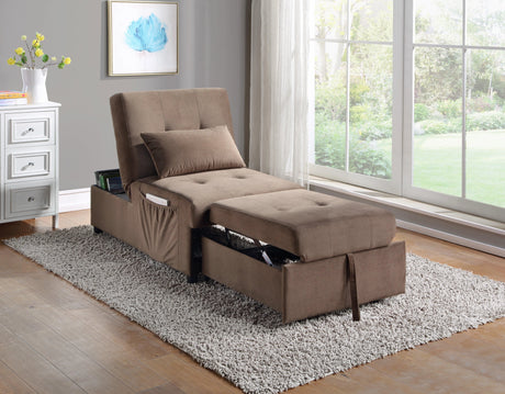 Garrell Brown Velvet Lift Top Storage Bench with Pull-out Bed by Homelegance at Eve Furniture