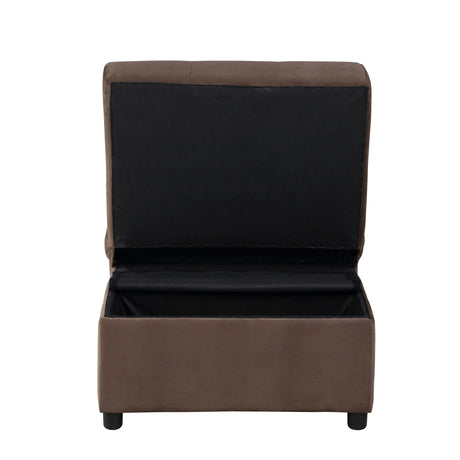 Garrell Brown Velvet Lift Top Storage Bench with Pull-out Bed by Homelegance at Eve Furniture