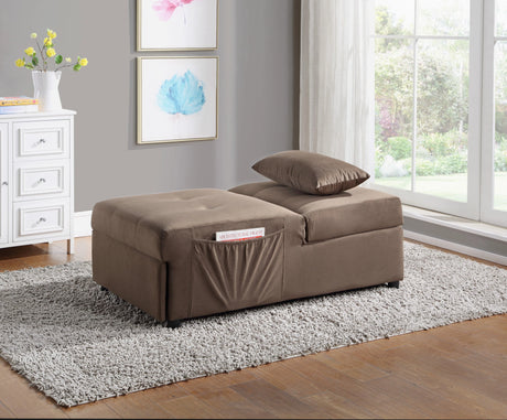 Garrell Brown Velvet Lift Top Storage Bench with Pull-out Bed by Homelegance at Eve Furniture