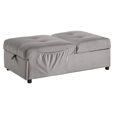 Garrell Brownish Gray Velvet Lift Top Storage Bench with Pull-out Bed by Homelegance at Eve Furniture