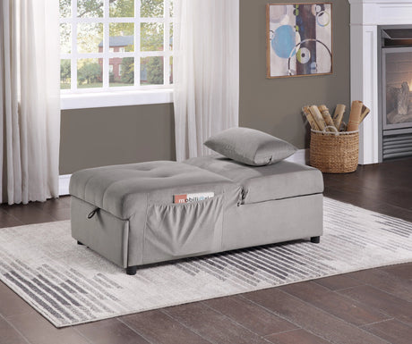 Garrell Brownish Gray Velvet Lift Top Storage Bench with Pull-out Bed by Homelegance at Eve Furniture