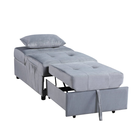 Garrell Gray Velvet Lift Top Storage Bench with Pull-out Bed by Homelegance at Eve Furniture