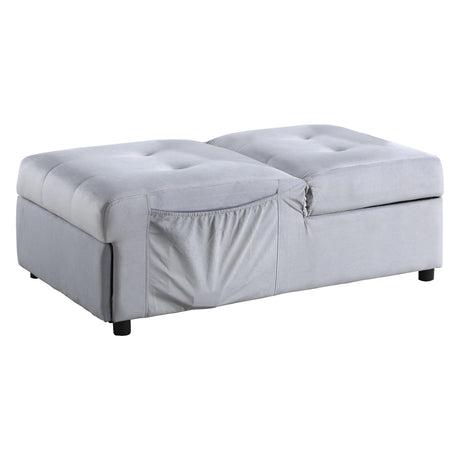 Garrell Gray Velvet Lift Top Storage Bench with Pull-out Bed by Homelegance at Eve Furniture
