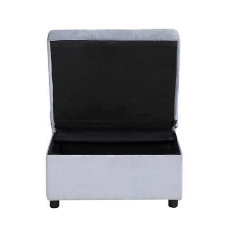 Garrell Gray Velvet Lift Top Storage Bench with Pull-out Bed by Homelegance at Eve Furniture