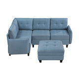 Garren Blue 5-Piece Sectional with Storage and Ottoman by Homelegance at Eve Furniture