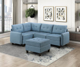 Garren Blue 5-Piece Sectional with Storage and Ottoman by Homelegance at Eve Furniture