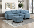 Garren Blue 5-Piece Sectional with Storage and Ottoman by Homelegance at Eve Furniture