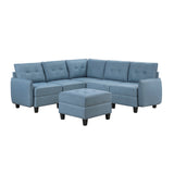 Garren Blue 6-Piece Sectional with Storage and Ottoman by Homelegance at Eve Furniture