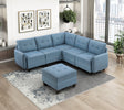 Garren Blue 6-Piece Sectional with Storage and Ottoman by Homelegance at Eve Furniture