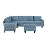 Garren Blue 7-Piece Sectional with Storage and Ottoman by Homelegance at Eve Furniture