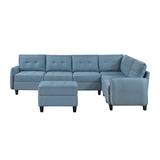 Garren Blue 7-Piece Sectional with Storage and Ottoman by Homelegance at Eve Furniture