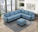 Garren Blue 7-Piece Sectional with Storage and Ottoman by Homelegance at Eve Furniture