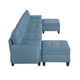 Garren Blue 7-Piece Sectional with Storage and Two Ottomans by Homelegance at Eve Furniture