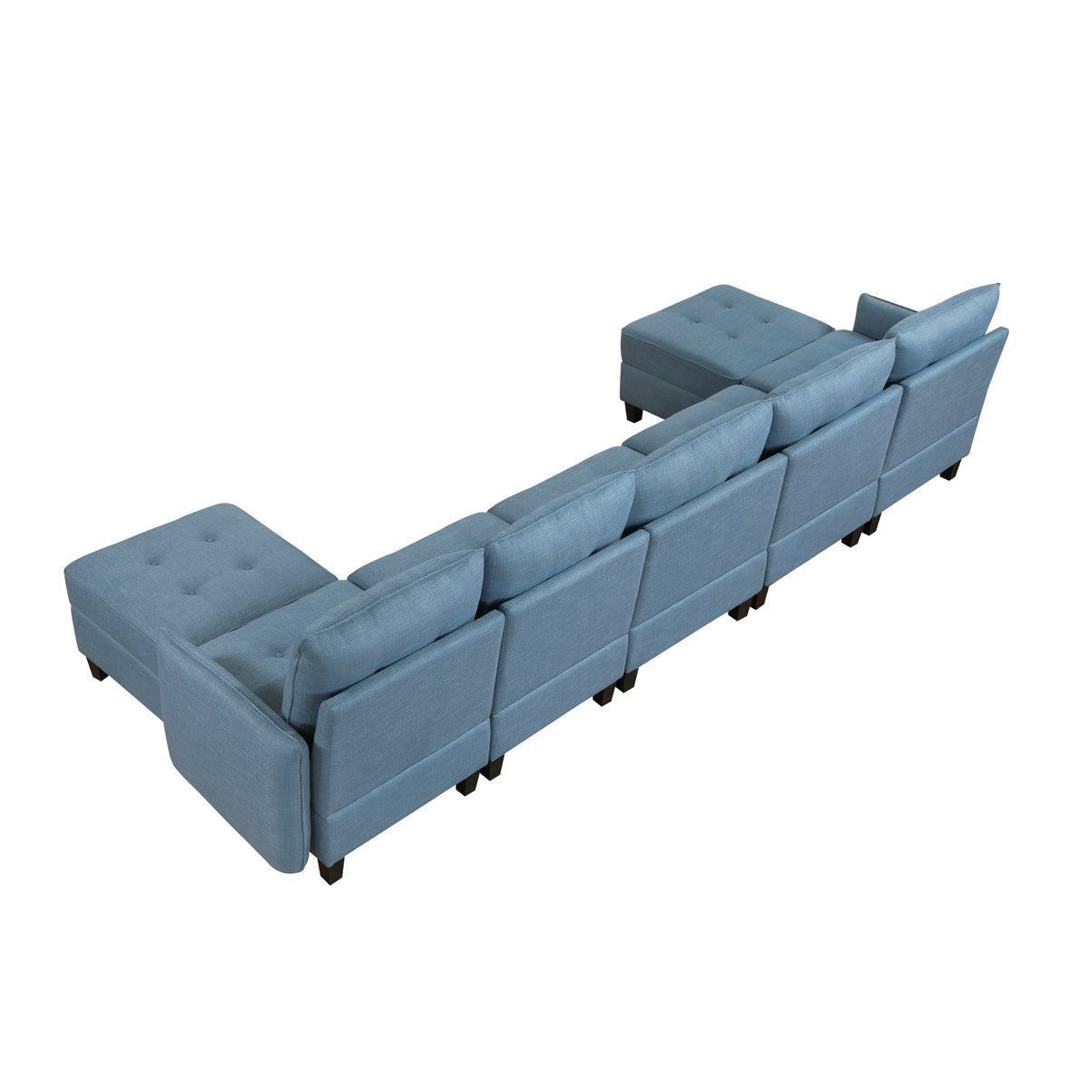 Garren Blue 7-Piece Sectional with Storage and Two Ottomans by Homelegance at Eve Furniture