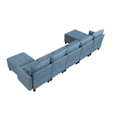 Garren Blue 7-Piece Sectional with Storage and Two Ottomans by Homelegance at Eve Furniture