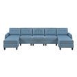 Garren Blue 7-Piece Sectional with Storage and Two Ottomans by Homelegance at Eve Furniture