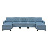 Garren Blue 7-Piece Sectional with Storage and Two Ottomans by Homelegance at Eve Furniture